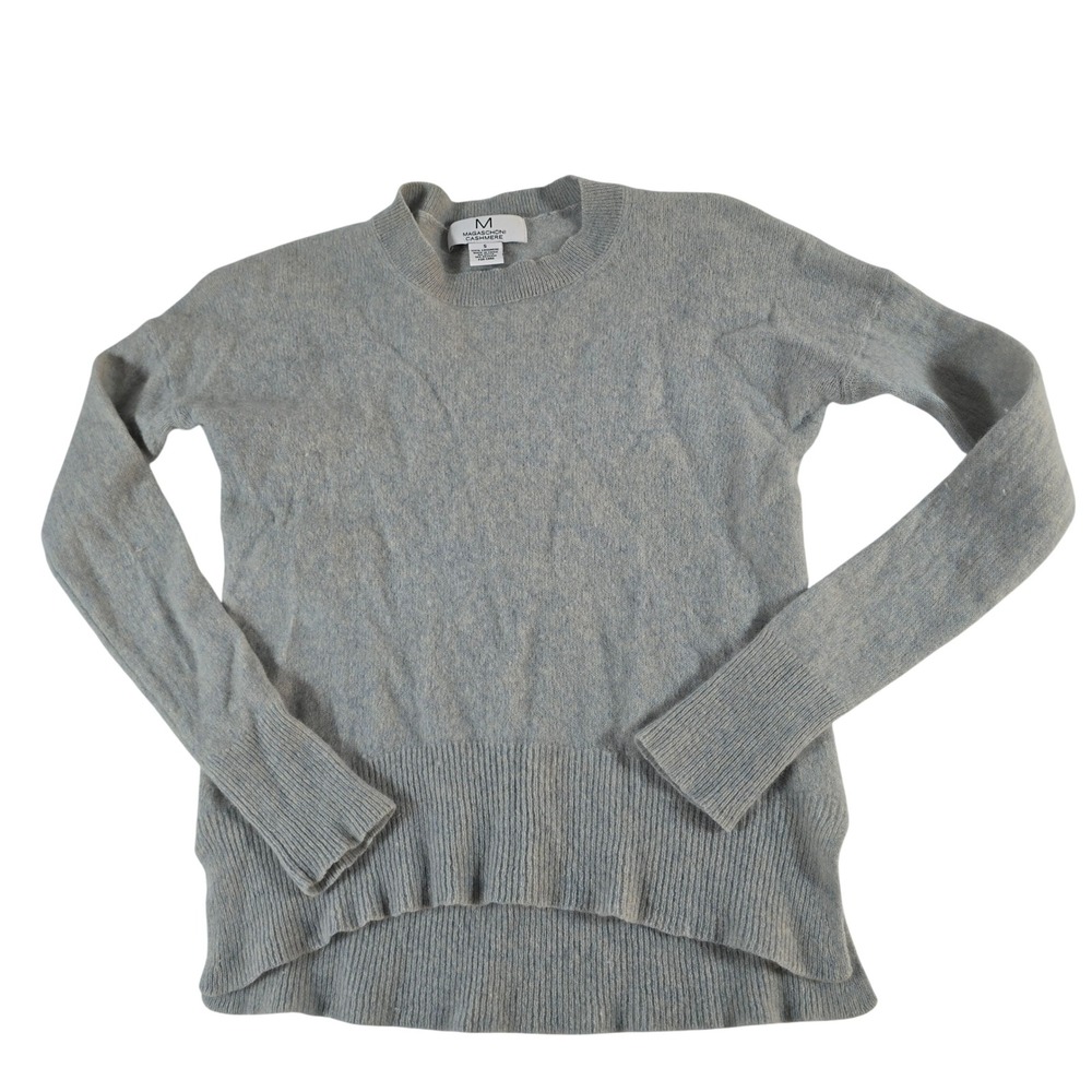 Magaschoni Cashmere Sweater Womens Small Light Blue Crewneck 100% Cashmere